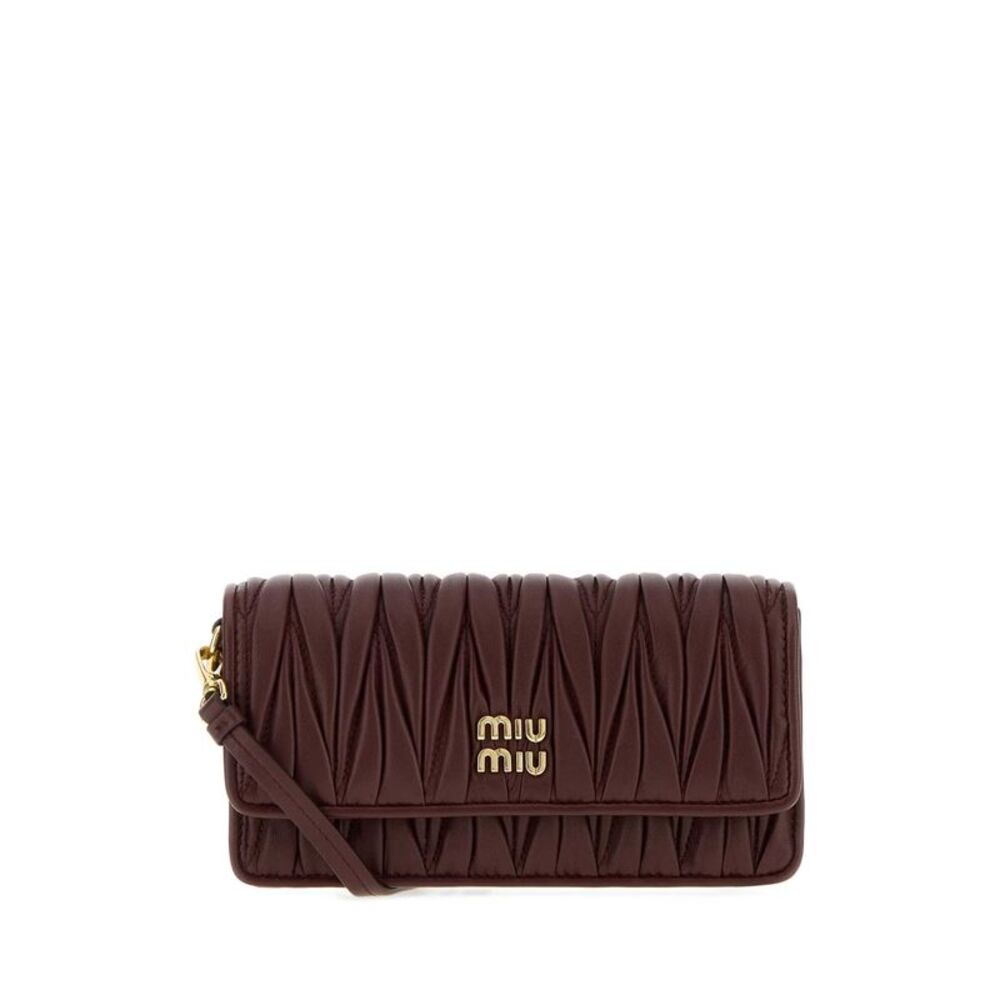 Miu Miu Women Burgundy Nappa Leather Mini Crossbody Bag